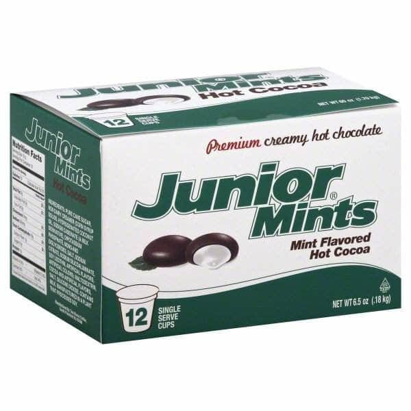 TOOTSIE ROLL BEVERAGES Grocery > Beverages > Coffee, Tea & Hot Cocoa TOOTSIE ROLL BEVERAGES: Junior Mints Mint Flavored Hot Cocoa, 12 pc