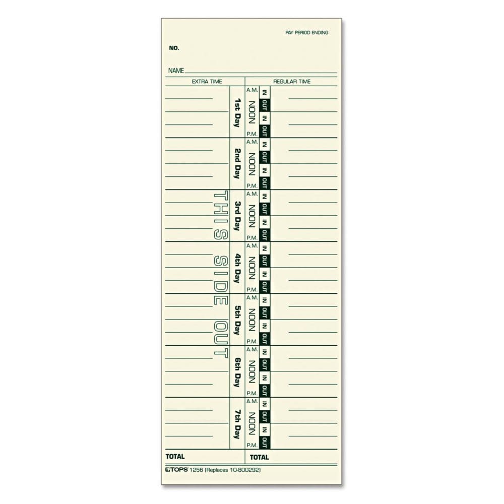 Tops - Acroprint Cincinnati Lathem Simplex Stromberg Time Card 3-1/2 x 9 - 500/Box - Time Clocks & Cards - Tops