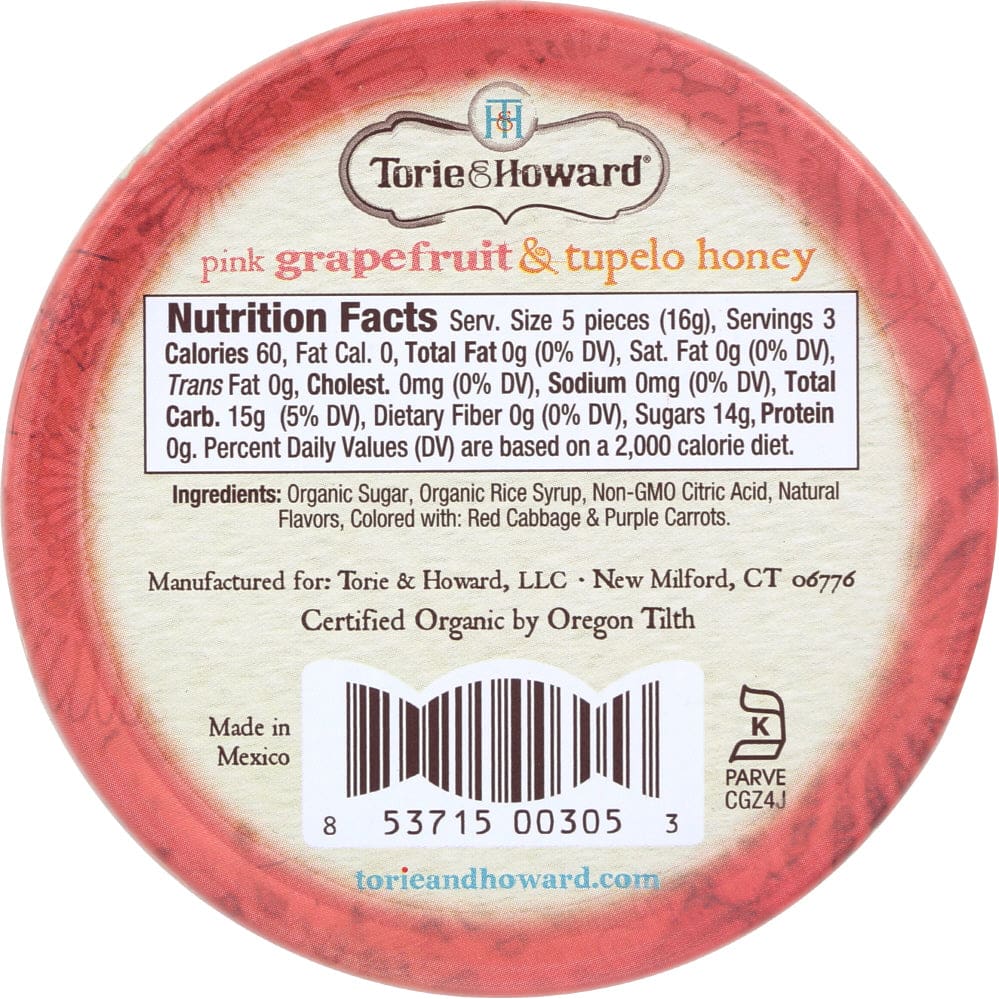 TORIE & HOWARD: Candy Tin Grapefruit & Honey 2 oz - Grocery > Chocolate Desserts and Sweets > Candy - TORIE & HOWARD