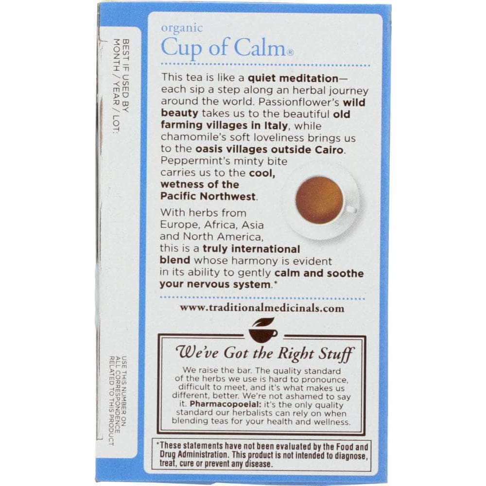 Traditional Medicinals Traditional Medicinals Organic Cup of Calm Caffeine Free Herbal Tea 16 Tea Bags, 0.85 oz