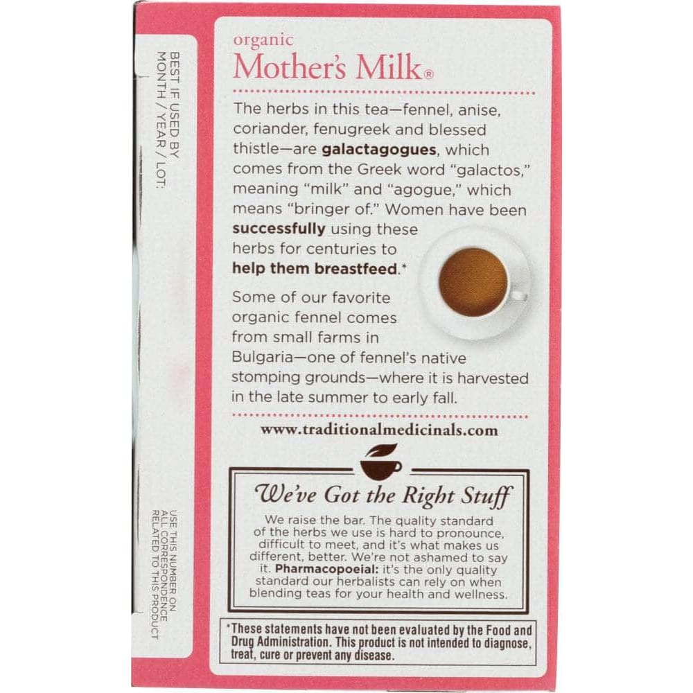 Traditional Medicinals Traditional Medicinals Organic Mother's Milk Herbal Tea 16 Tea Bags, 0.99 oz