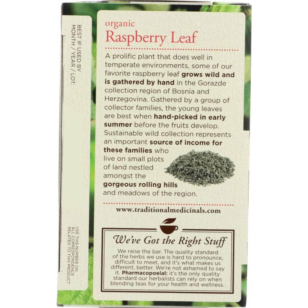 Traditional Medicinals Traditional Medicinals Organic Raspberry Leaf Caffeine Free Herbal Tea 16 Tea Bags, 0.85 oz