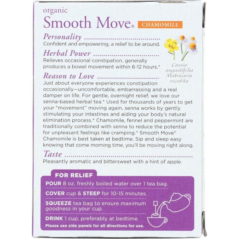 Traditional Medicinals Traditional Medicinals Organic Smooth Move Chamomile Herbal Tea 16 Tea Bags, 1.13 oz