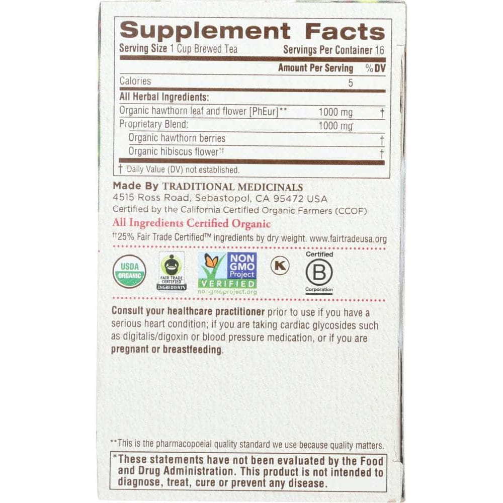 Traditional Medicinals Traditional Medicinals Tea Heart With Hawthorn, 16 bg