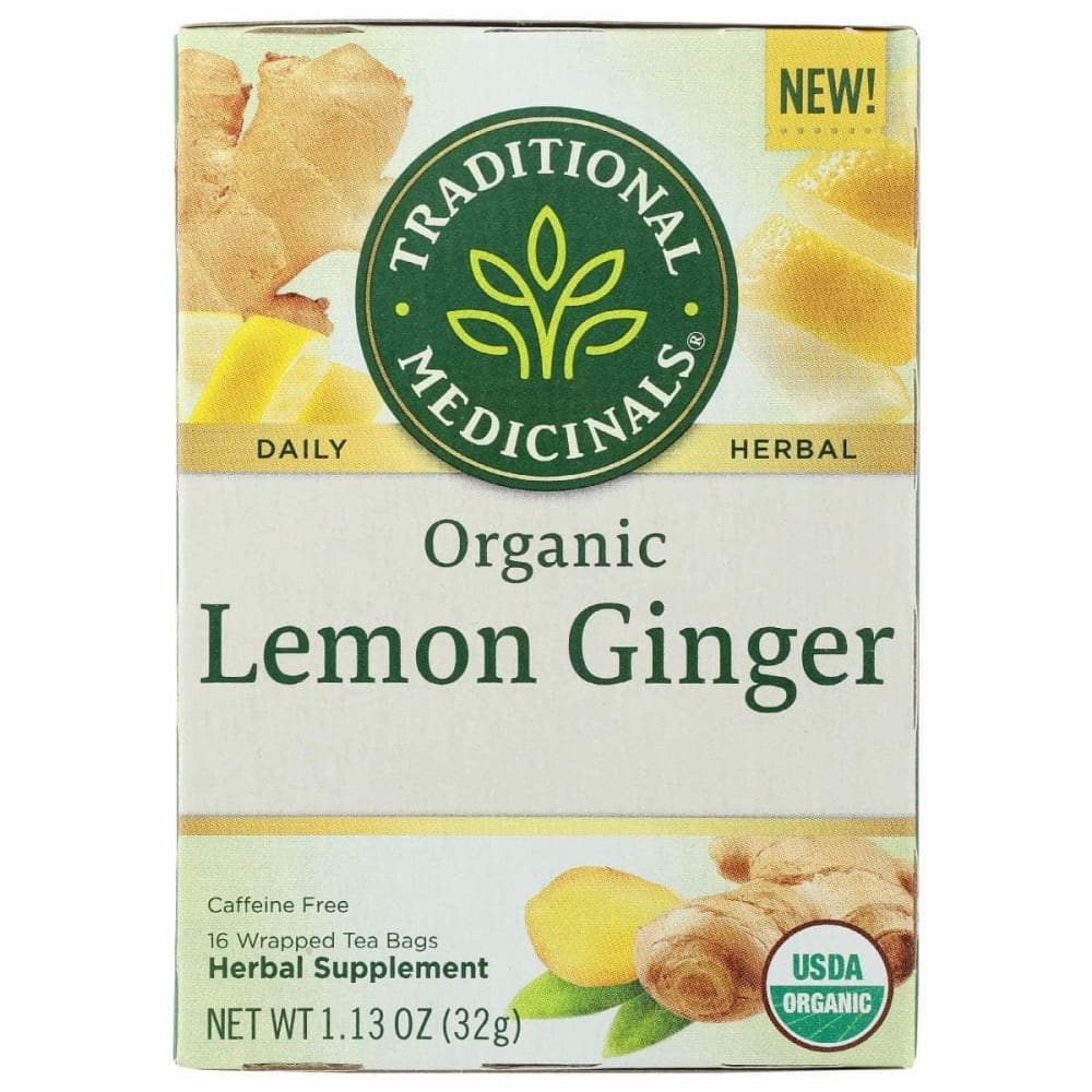 TRADITIONAL MEDICINALS Grocery > Beverages > Coffee, Tea & Hot Cocoa TRADITIONAL MEDICINALS Tea Lemon Ginger Org, 16 bg