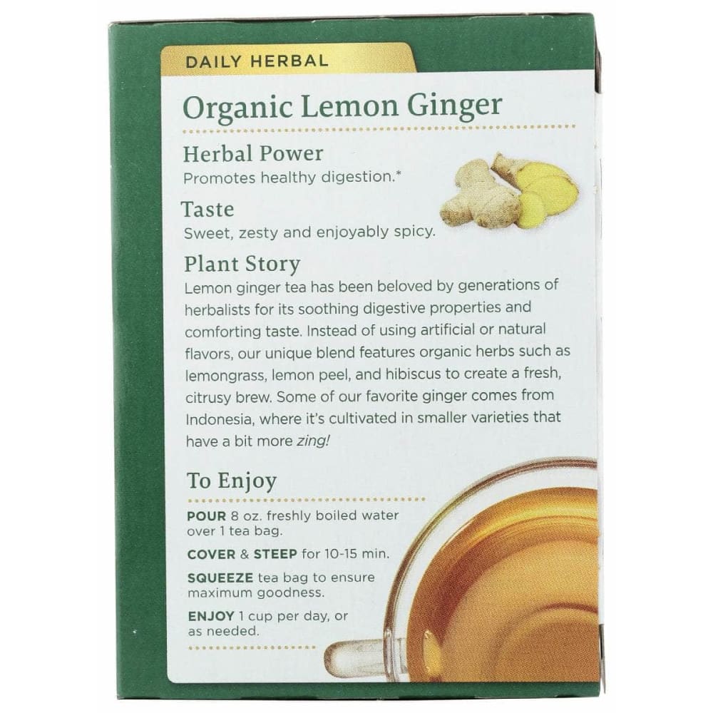 TRADITIONAL MEDICINALS Grocery > Beverages > Coffee, Tea & Hot Cocoa TRADITIONAL MEDICINALS Tea Lemon Ginger Org, 16 bg