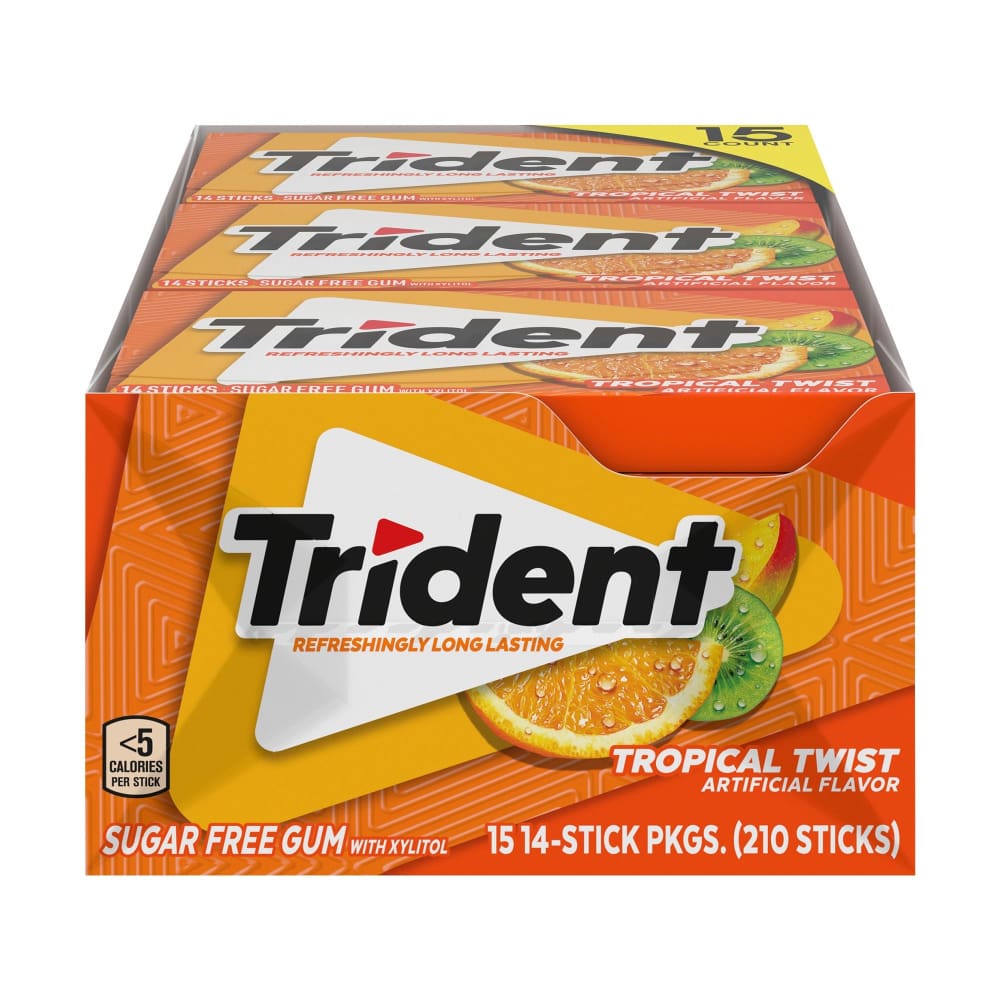 Trident Tropical Twist Sugar-Free Gum 15 pk./14 ct. - Trident