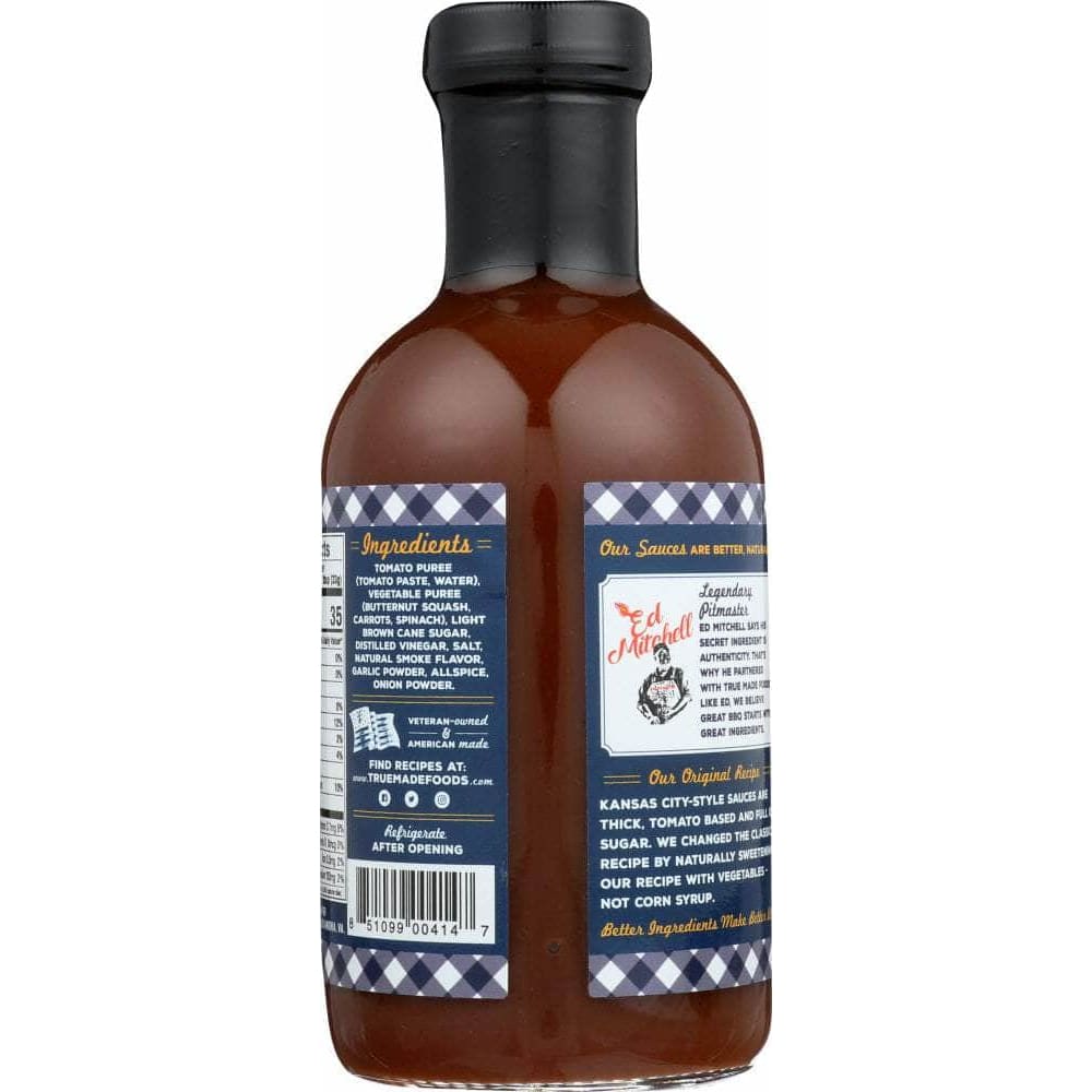 True Made Foods True Foods Vegetable BBQ Sauce Low Sugar, 18 fl oz