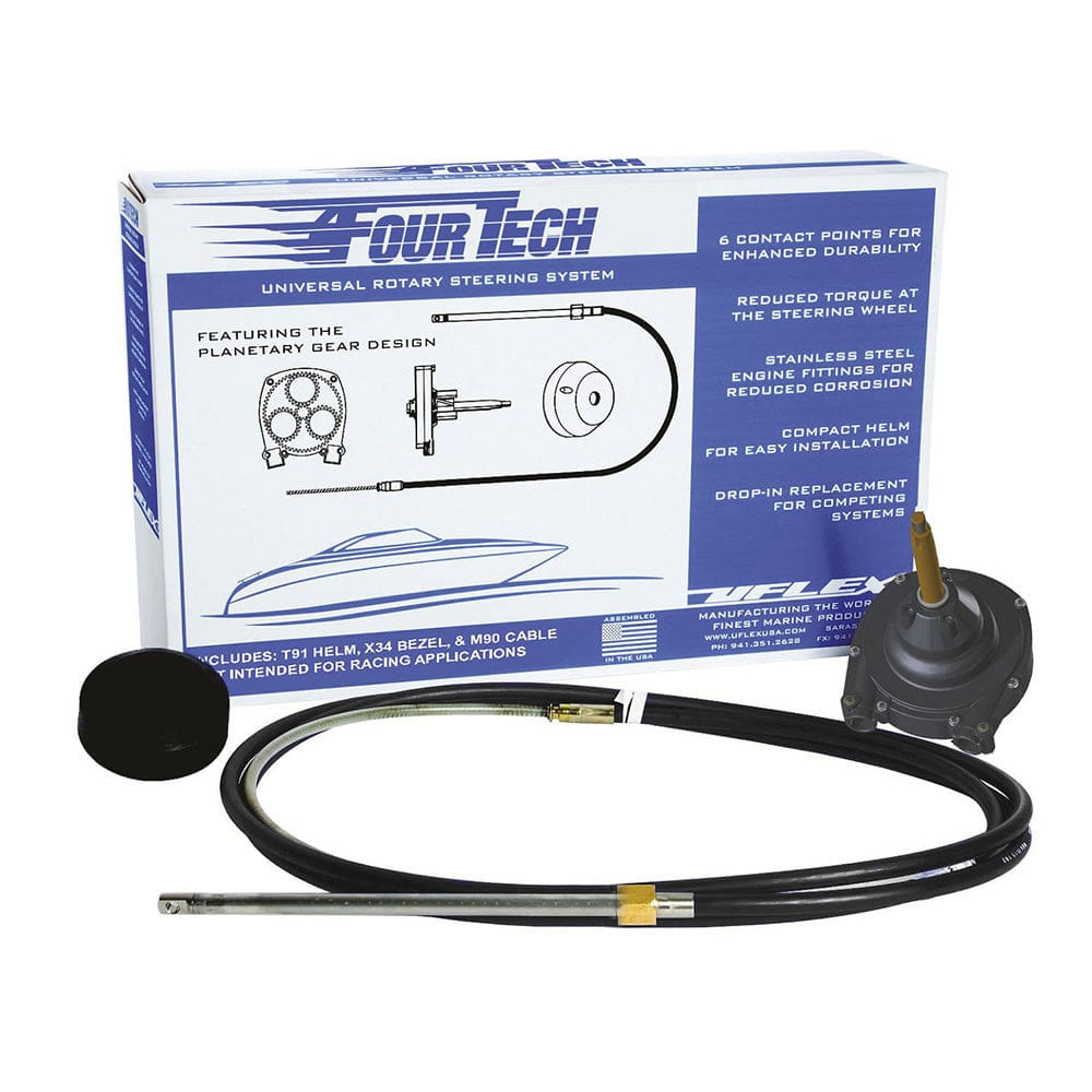 Uflex Fourtech 16’ Black Mach Rotary Steering System w/ Helm Bezel & Cable - Boat Outfitting | Steering Systems - Uflex USA