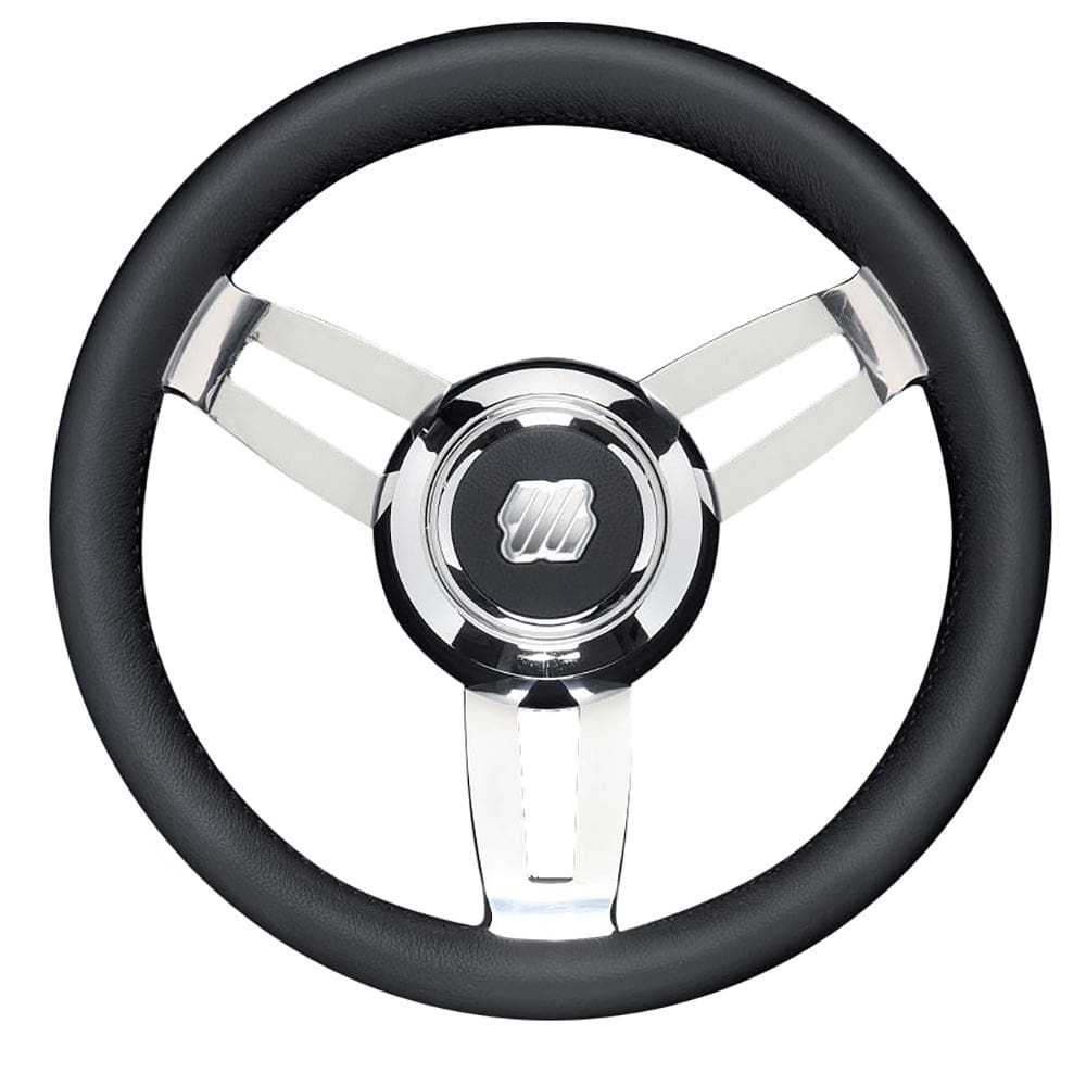 Uflex Morosini 13.8 Steering Wheel - Black Polyurethane w/ Stainless Steel Spokes & Chrome Hub - Boat Outfitting | Steering Systems - Uflex