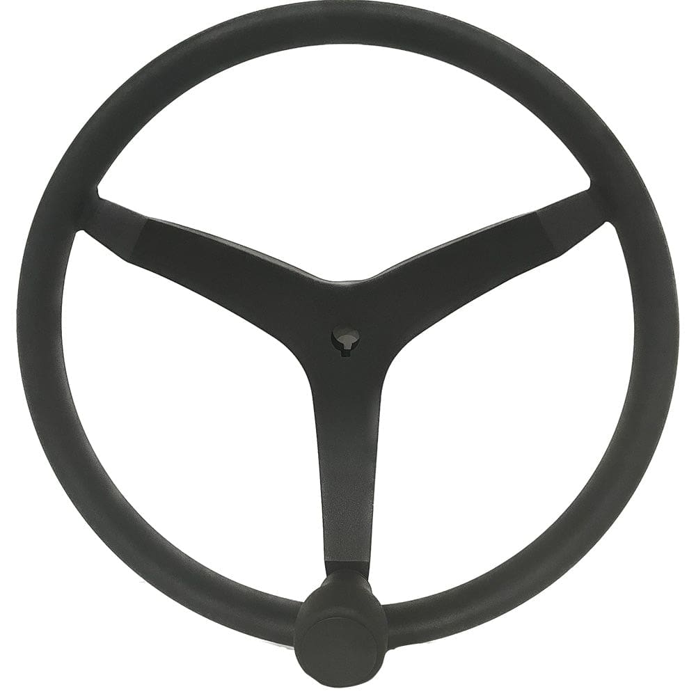 Uflex - V46 - 13.5 Stainless Steel Steering Wheel w/ Speed Knob - Black - Boat Outfitting | Steering Systems - Uflex USA