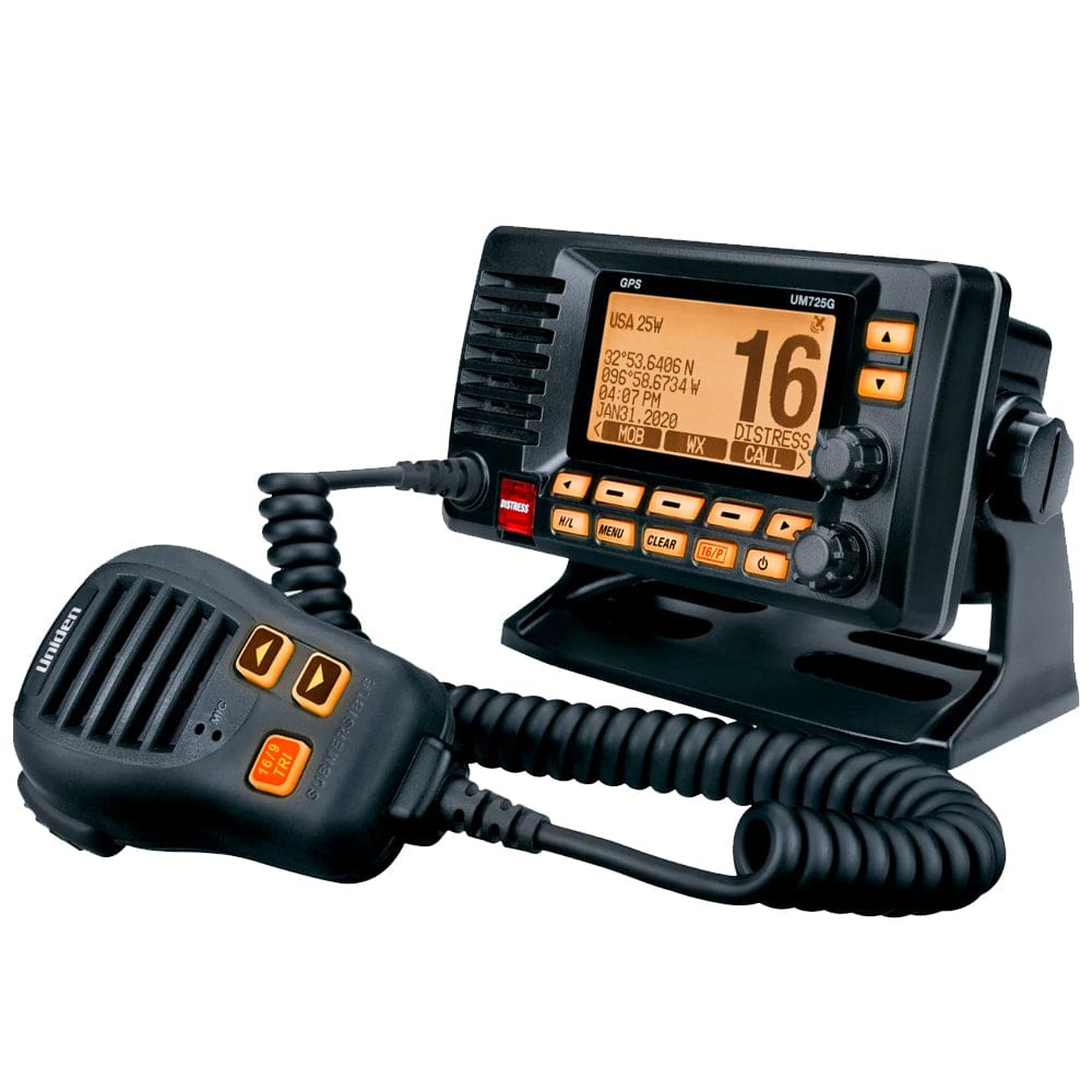 Uniden UM725 Fixed Mount Marine VHF Radio - Black - Communication | VHF - Fixed Mount - Uniden