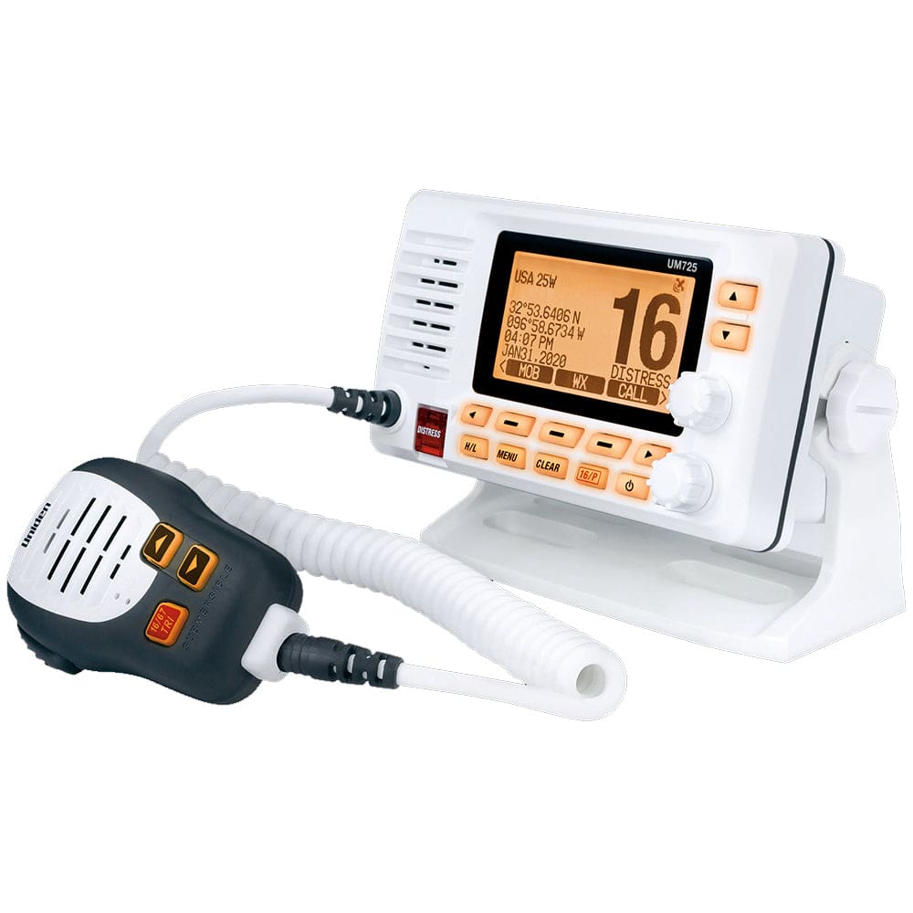 Uniden UM725 Fixed Mount Marine VHF Radio w/ GPS - White - Communication | VHF - Fixed Mount - Uniden