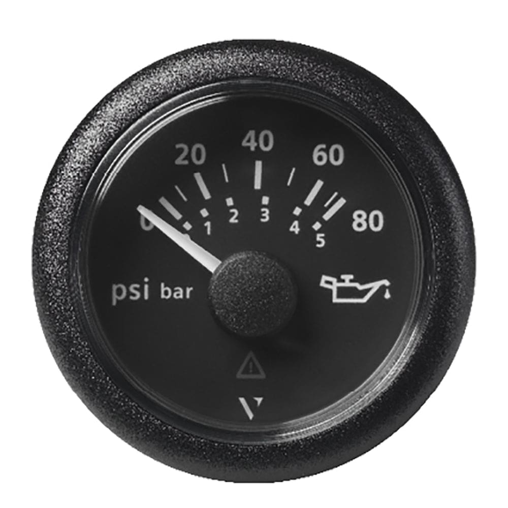 Veratron 52MM (2-1/ 16) ViewLine Oil Pressure Gauge 80 PSI/ 5 Bar - Black Dial & Round Bezel - Marine Navigation & Instruments | Gauges,Boat