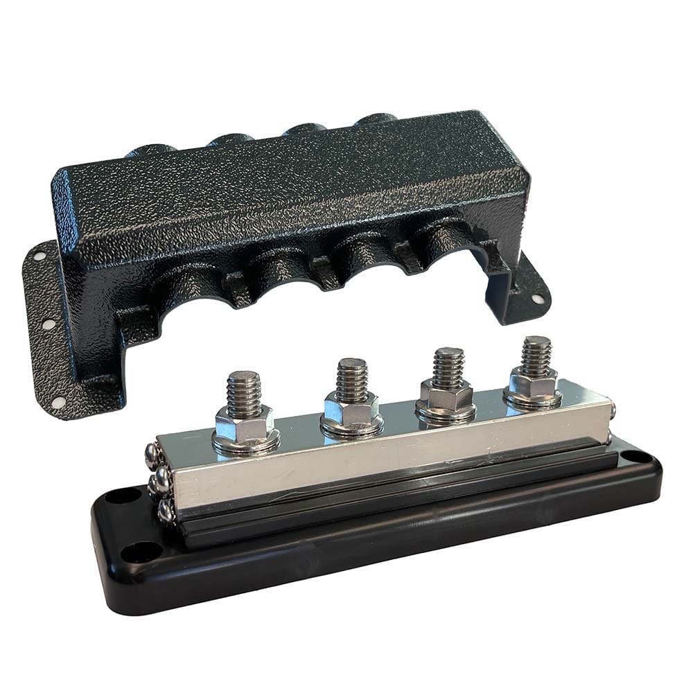 Victron Busbar 600A 4P & Cover 4X 3/ 8 Plus 4X M8 Terminals - Electrical | Busbars Connectors & Insulators - Victron Energy