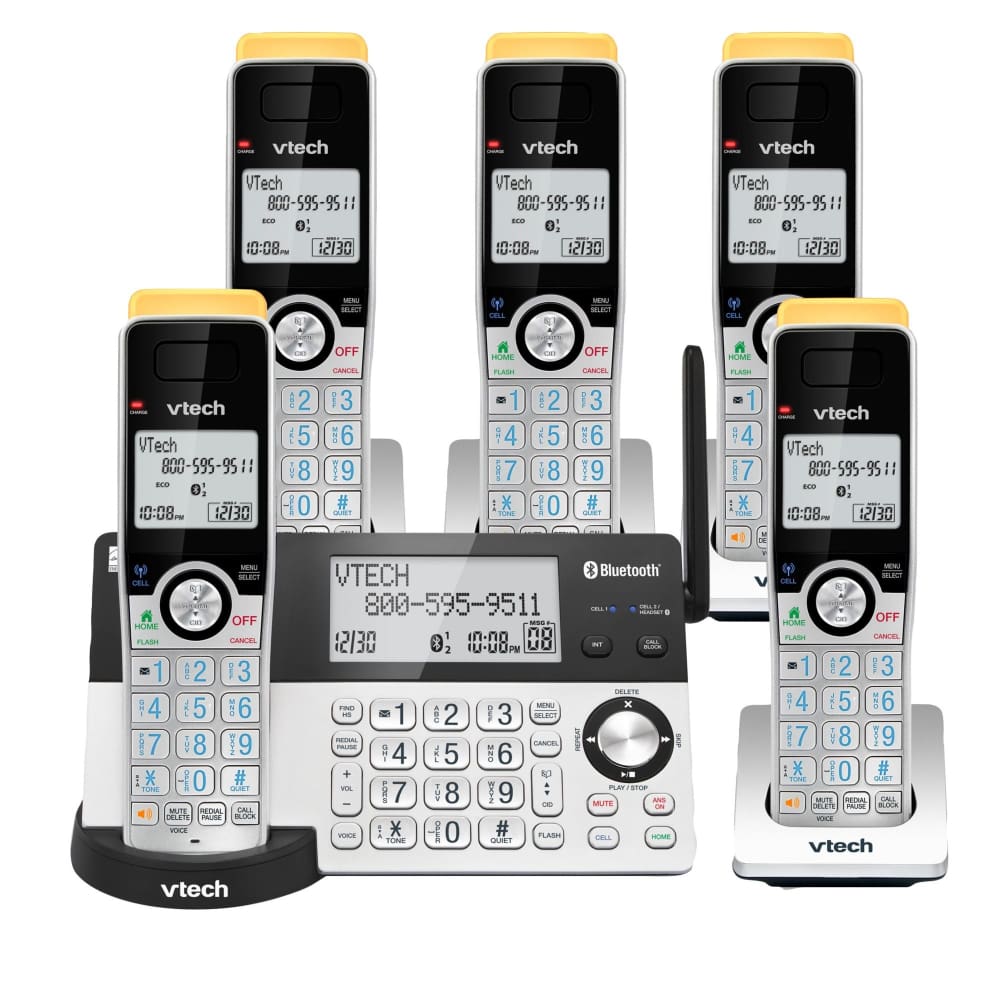 Vtech 5-Handset Cordless Phone with Super Long Range Bluetooth Connect to Cell Smart Call Blocker and Answering System - Vtech