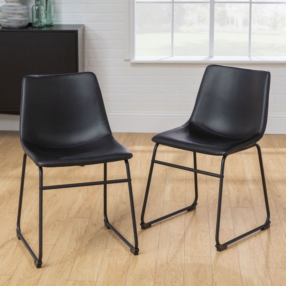 W. Trends 18 Modern Industrial Faux Leather Dining Chair Set of 2 - W. Trends