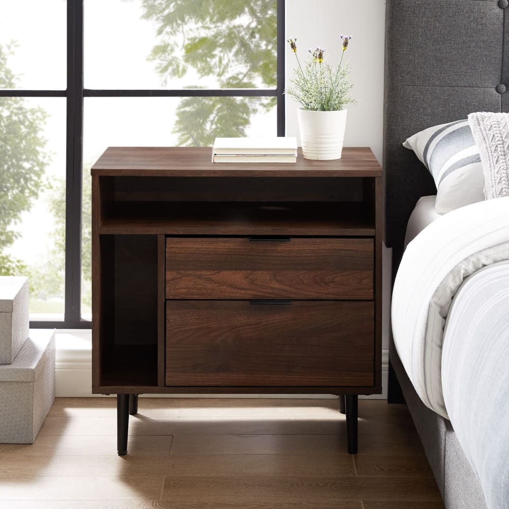 W. Trends 25 Modern Storage Side Table - Dark Walnut - W. Trends