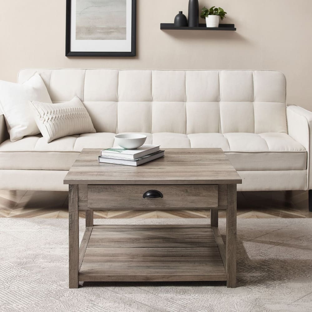 W. Trends 30 Modern Farmhouse Square Single Drawer Coffee Table - W. Trends