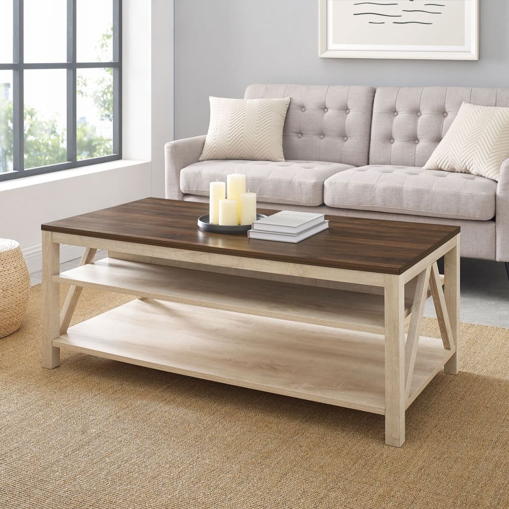 W. Trends 48 Modern Farmhouse Open Storage A-Frame Coffee Table - W. Trends