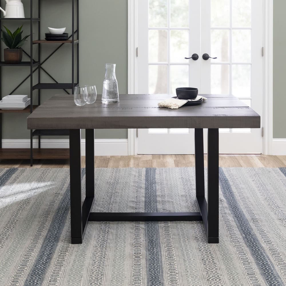 W. Trends 52 Distressed Solid Wood Dining Table - Gray - W. Trends