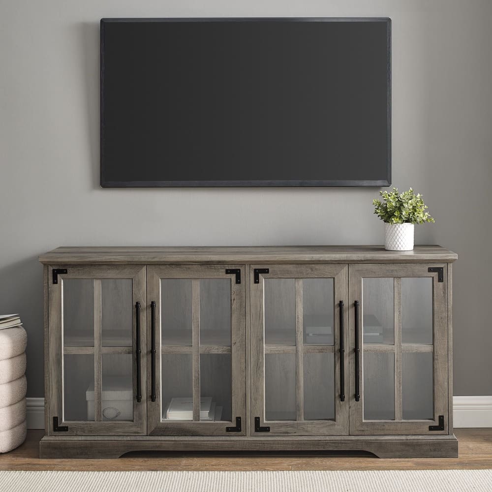 W. Trends 58 Farmhouse 4 Door TV Stand for Most TV’s up to 65 - Grey Wash - W. Trends