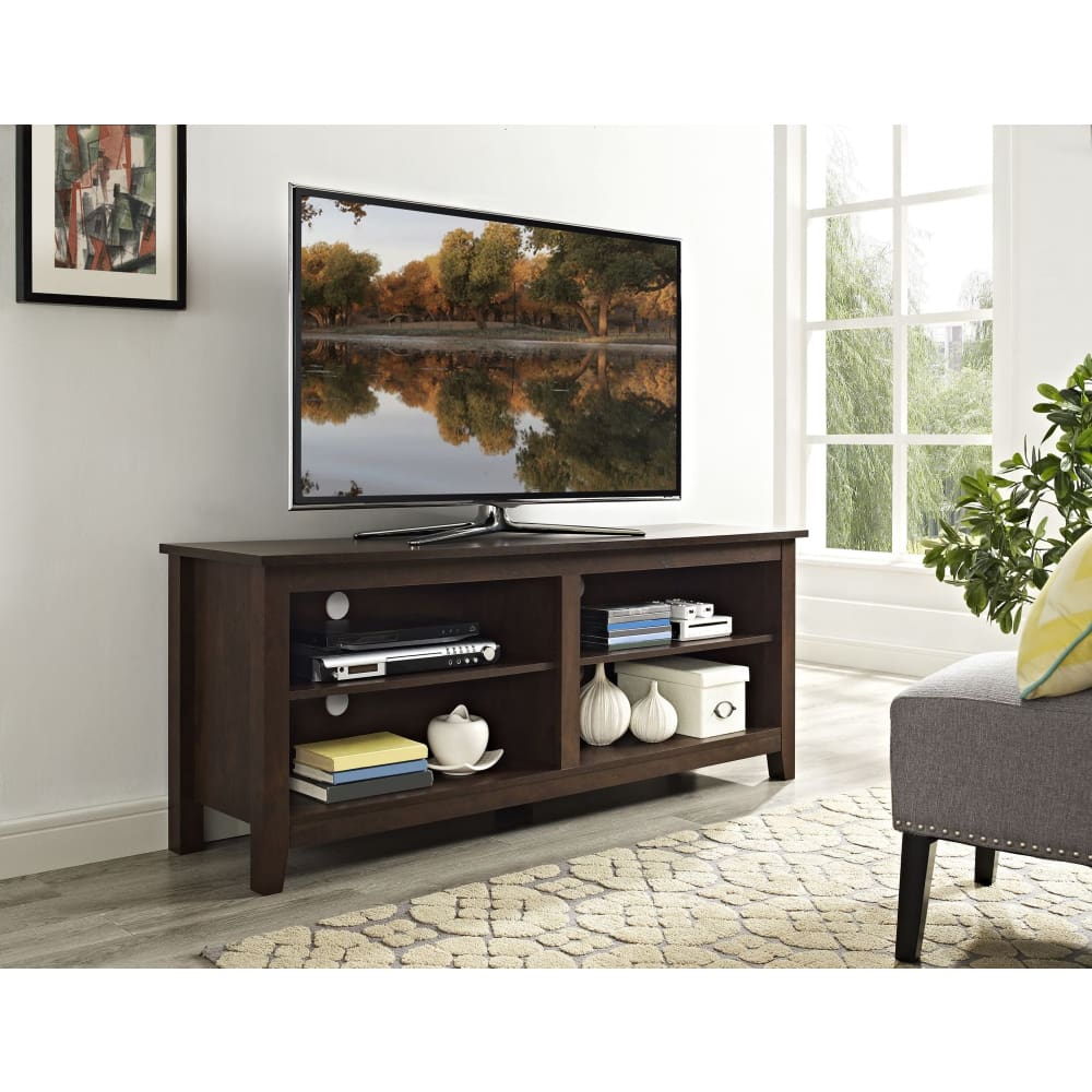 W. Trends 58 Rustic Open TV Stand or TVs up to 65 - Traditional Brown - W. Trends