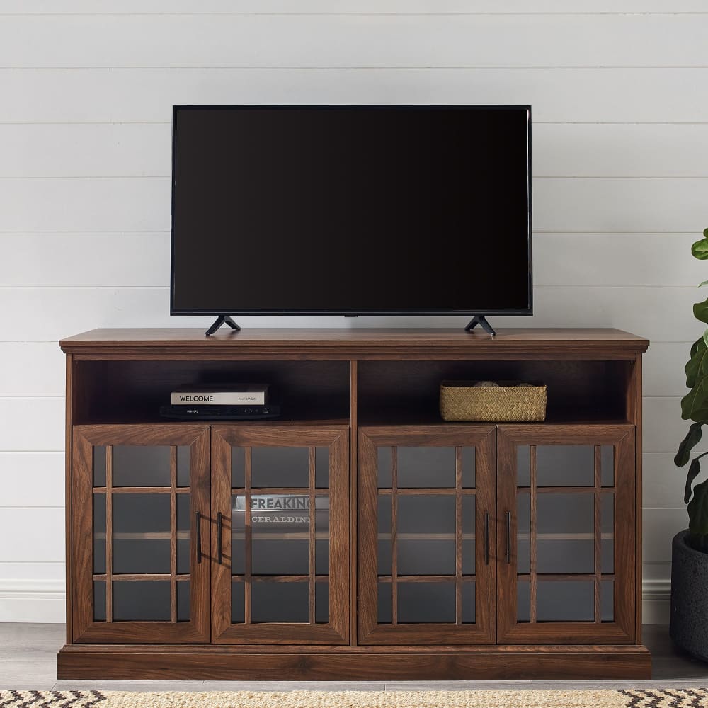 W. Trends W. Trends 58 Traditional Glass Door Tall TV Stand for Most TV’s up to 65 - Dark Walnut - Home/Furniture/TV Stands & Media