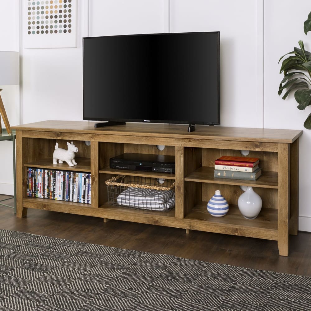 W. Trends 70 Rustic Open Storage TV Stand or TVs up to 80 - Barnwood - W. Trends