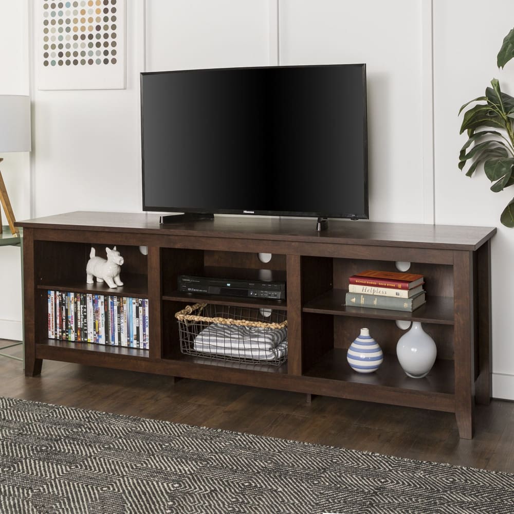 W. Trends 70 Rustic Open Storage TV Stand or TVs up to 80 - Brown - W. Trends