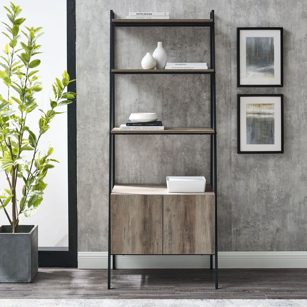 W. Trends 72 Industrial Ladder Storage Bookcase - Gray - W. Trends