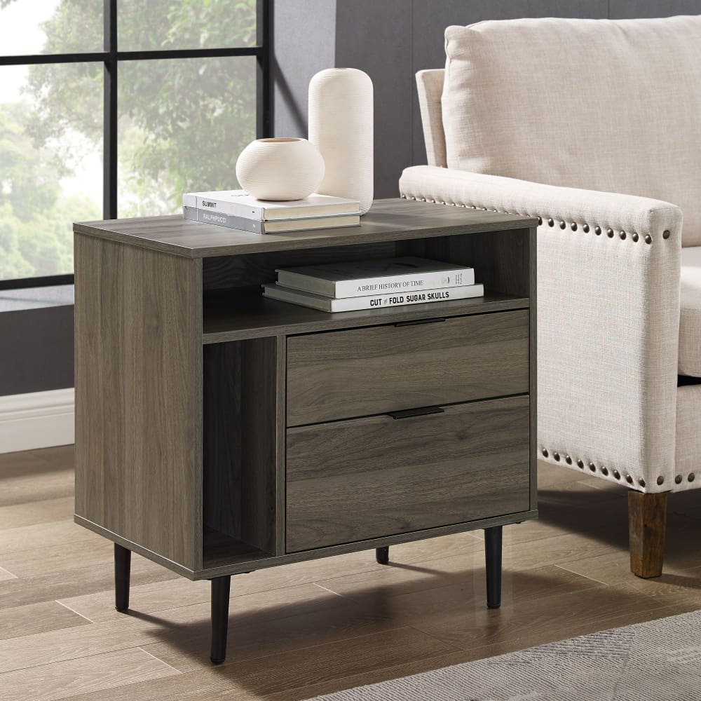 W. Trends Modern Storage Side End Table - Gray - W. Trends