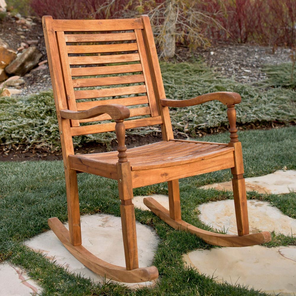 W. Trends Outdoor Acacia Wood Deep Seated Rocking Chair - Brown - W. Trends