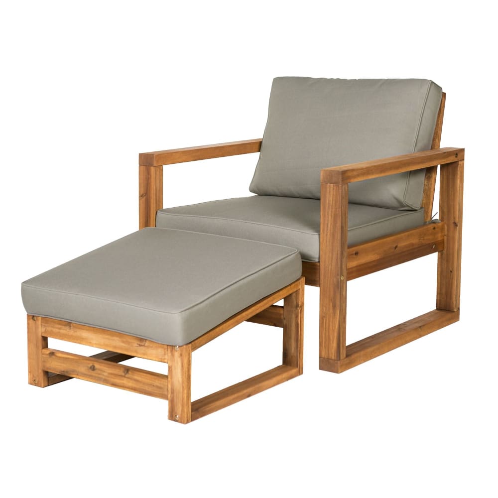 W. Trends Outdoor Arbor Acacia Wood Chair Ottoman - W. Trends