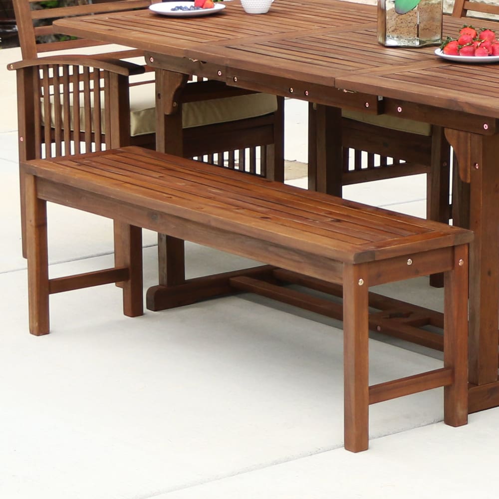 W. Trends Outdoor Hunter Acacia Wood Dining Bench - Dark Brown - W. Trends