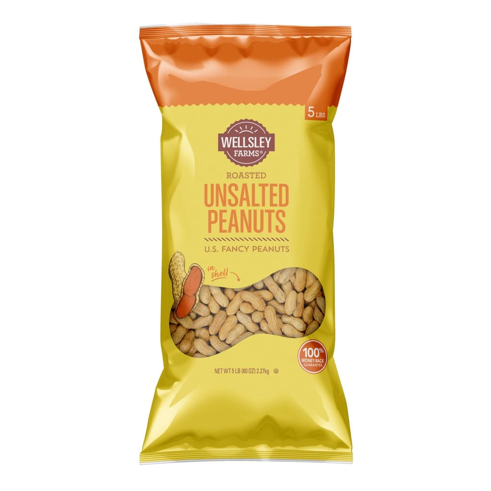 Wellsley Farms Unsalted & Roasted In-Shell Peanuts 5 lbs. - Wellsley