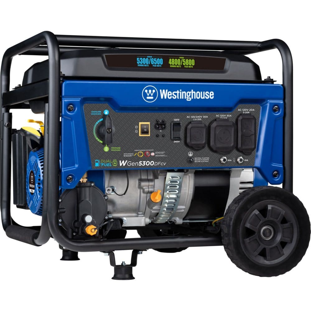 Westinghouse WGen5300DFcv 6500/5800 Peak Watts 5300/4800 Rated Watts Dual Fuel Generator - Generators & Accessories - Westinghouse