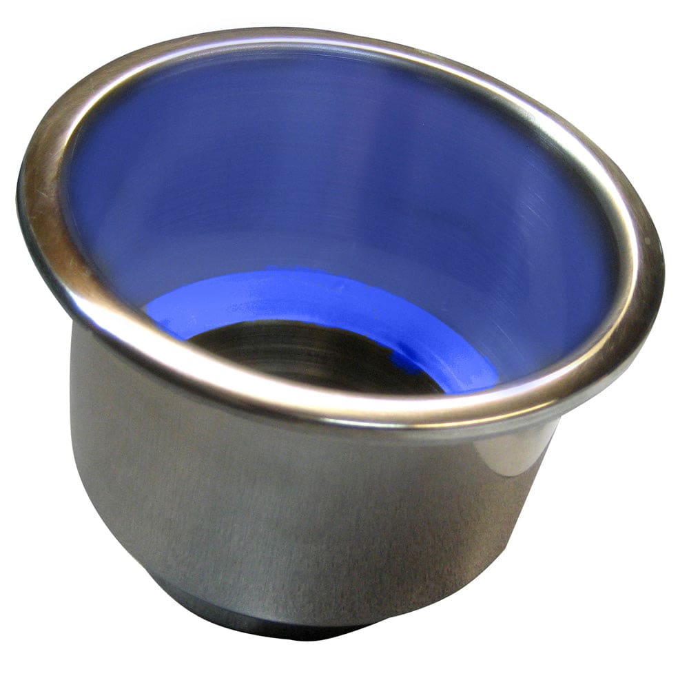 Whitecap Flush Mount Cup Holder w/ Blue LED Light - Stainless Steel - Boat Outfitting | Deck / Galley - Whitecap