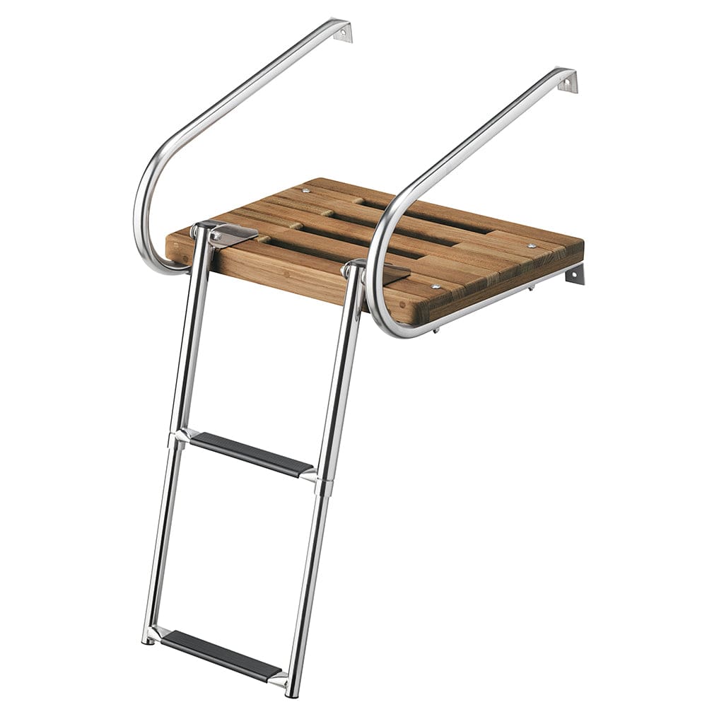 Whitecap Teak Swim Platform w/ 2-Step Telescoping Ladder f/ Boats w ...