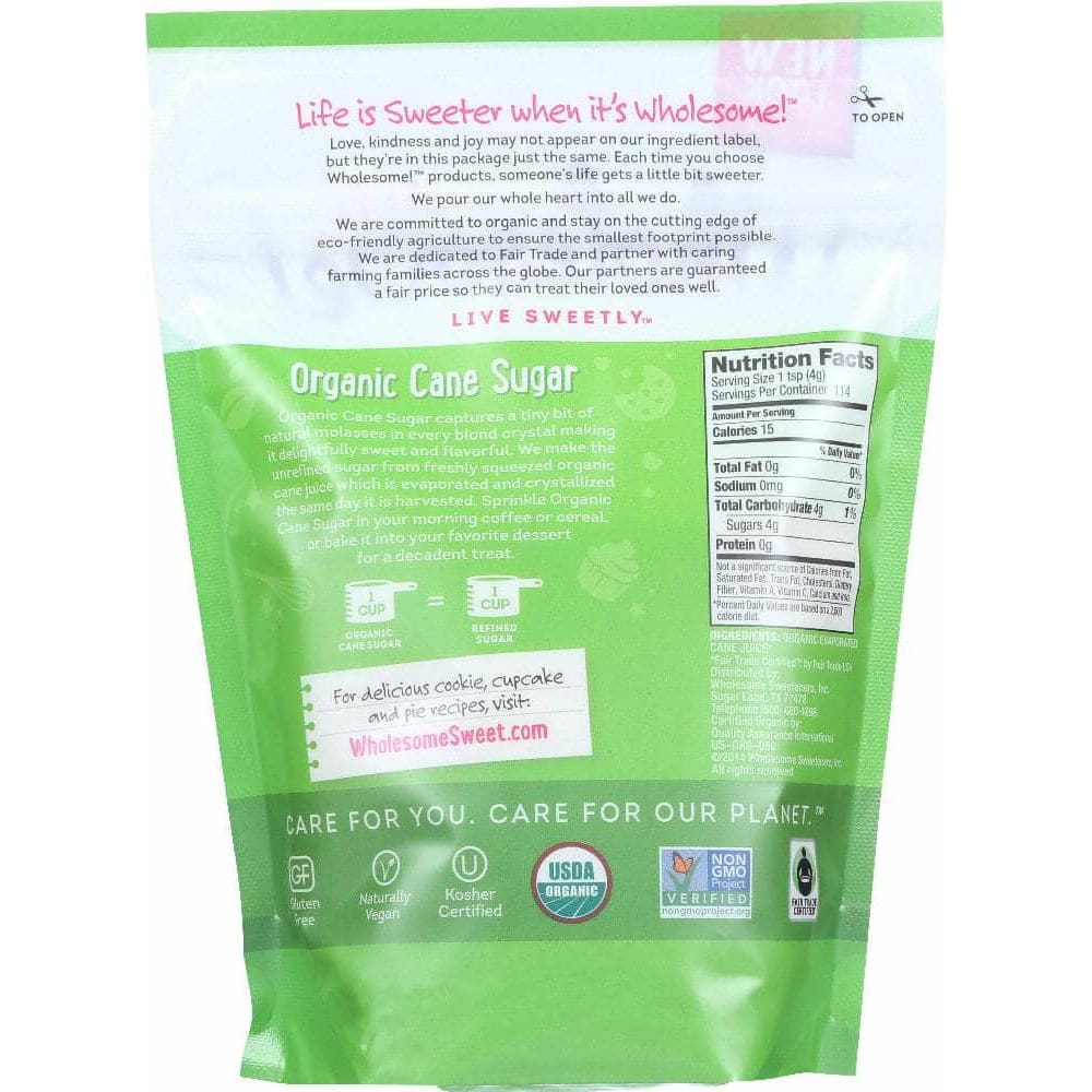 Wholesome Wholesome Sweeteners Organic Cane Sugar Evaporated Cane Juice, 16 oz