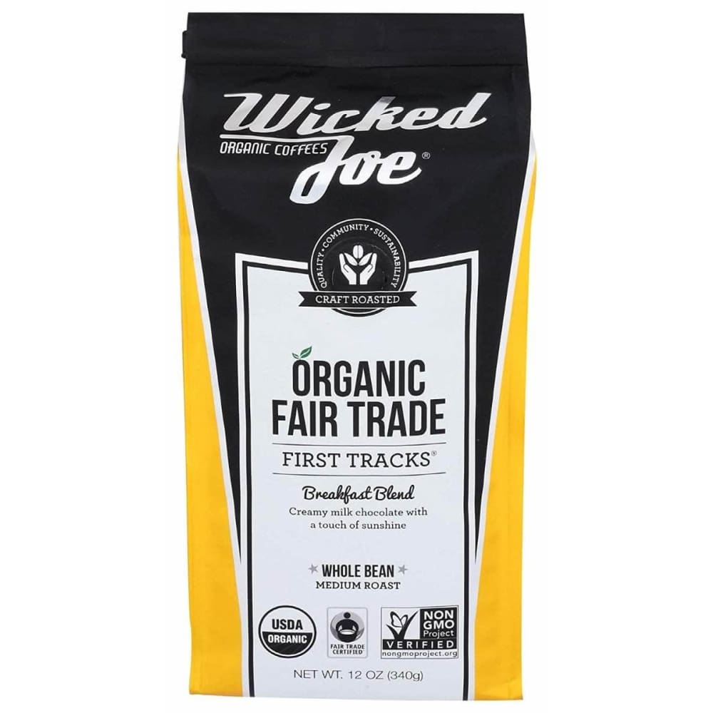 WICKED JOE COFFEE Wicked Joe Coffee First Tracks Breakfast Blend Whole Bean, 12 Oz