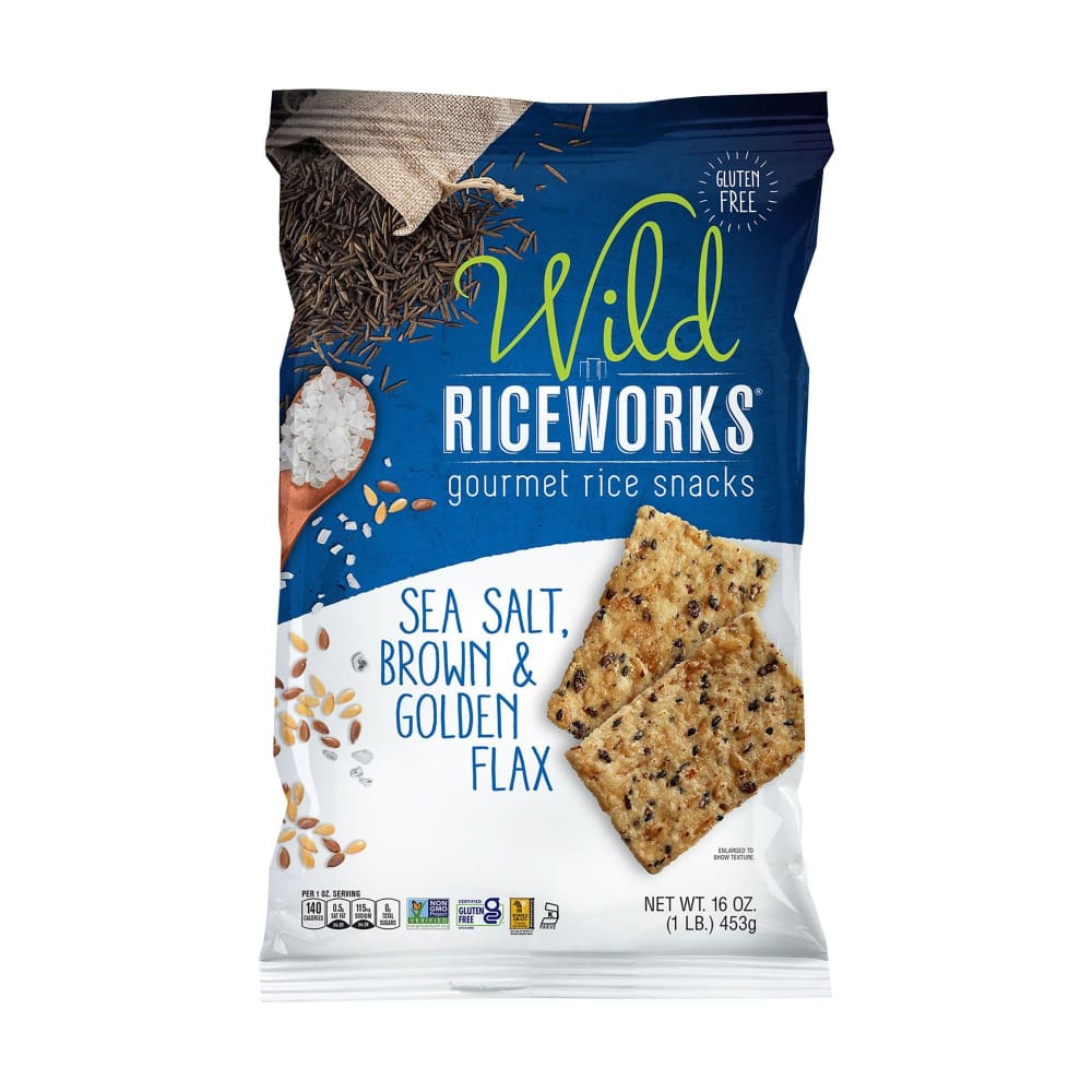 Riceworks Wild Riceworks Sea Salt Brown & Golden Flax Gourmet Rice Snacks 16 oz. - Home/Grocery Household & Pet/Canned & Packaged