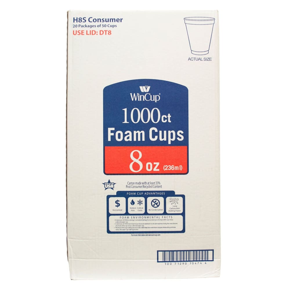 WinCup 8-Oz. Foam Cups 1,000 ct. - White - WinCup