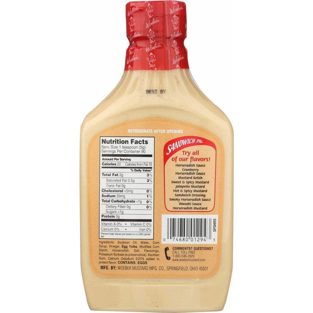 Woebers Woeber Sauce Sandwich Pal Smoky Horseradish, 16 oz