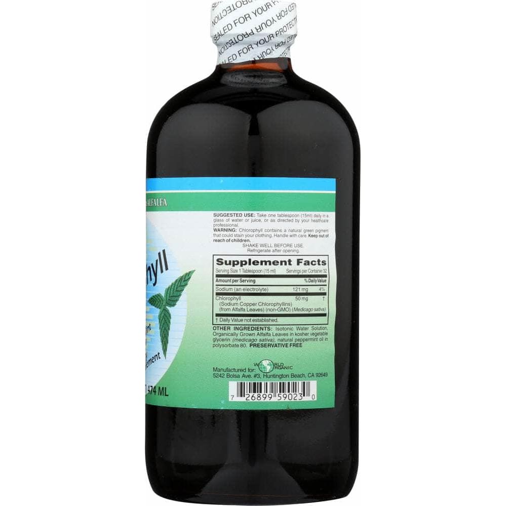 World Organic World Organic Liquid Chlorophyll Mint 50 mg, 16 oz