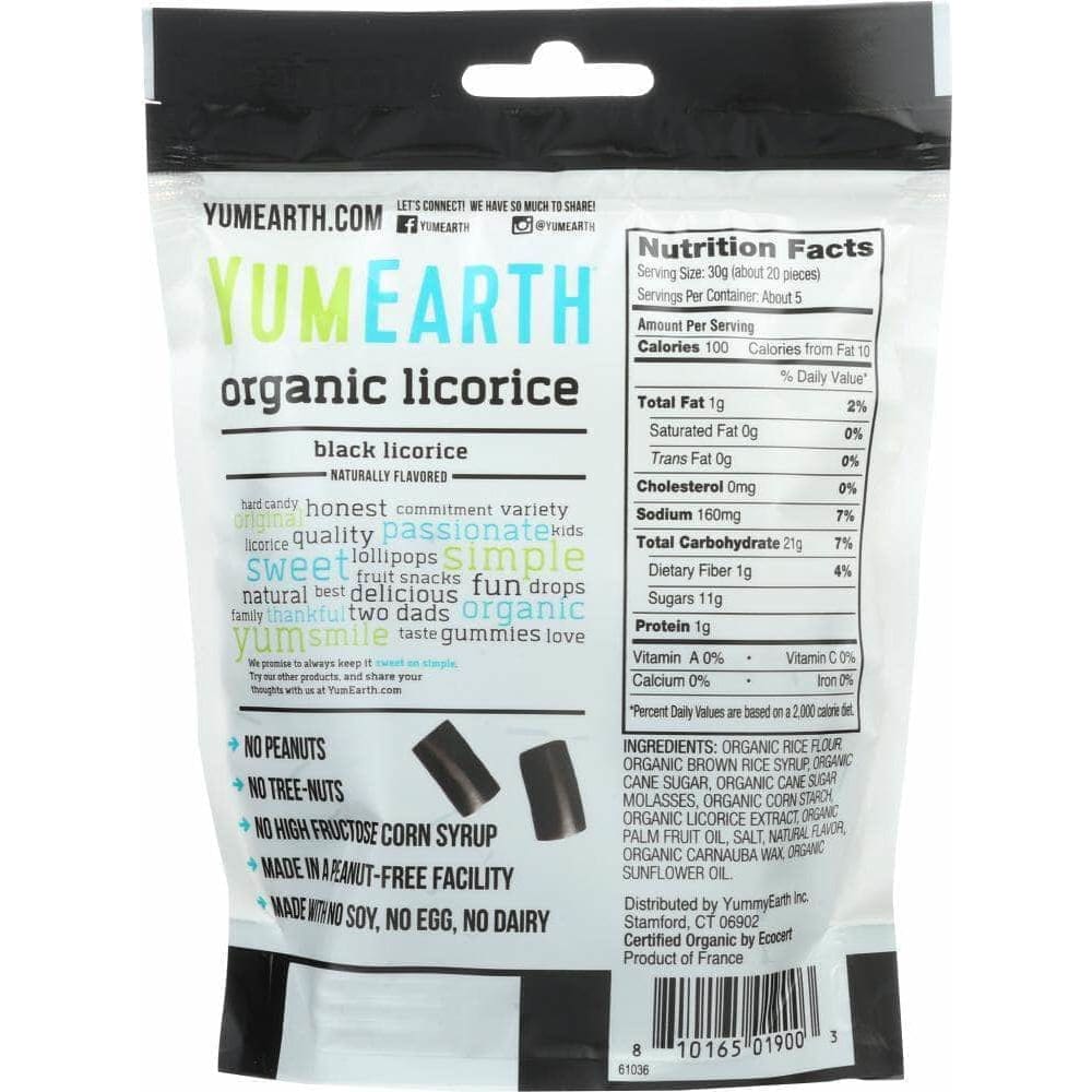 Yumearth Yummyearth Licorice Black Gluten Free Organic, 5 oz