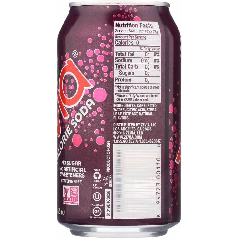 Zevia Zevia All Natural Zero Calorie Soda Black Cherry 6-12 fl oz, 72 fl oz