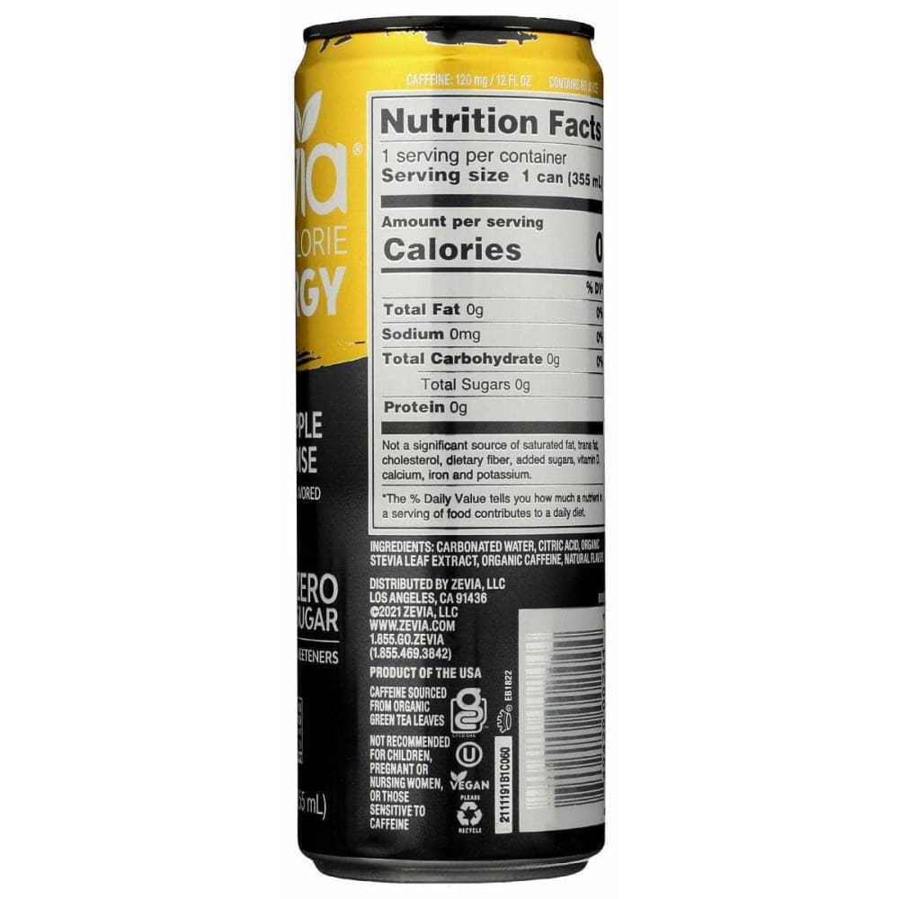 Zevia Grocery > Beverages > Energy Drinks ZEVIA: Drink Energy Pineapple, 12 fo