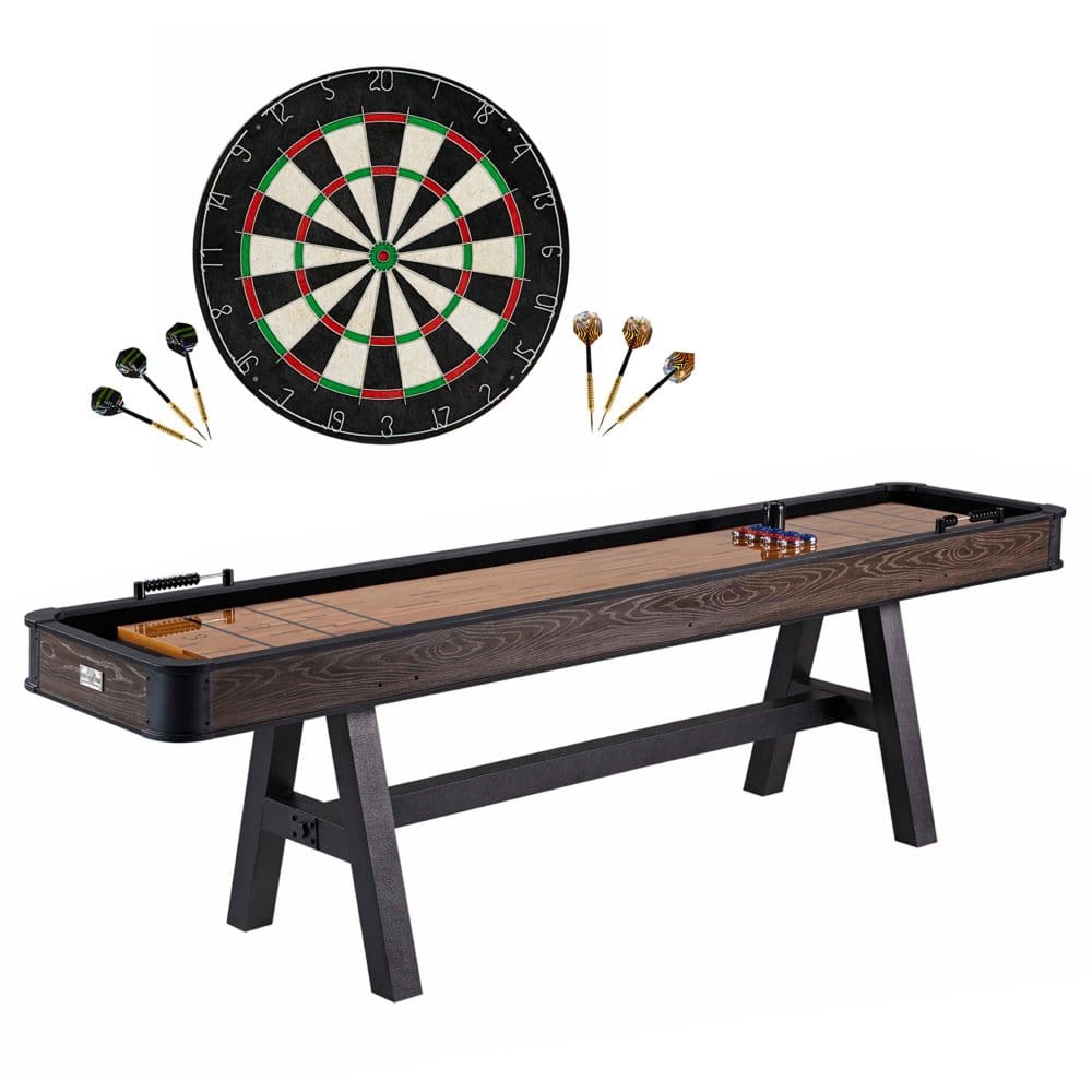 108 Shuffleboard Table with Dartboard Set - Gaming Room Furniture - 108