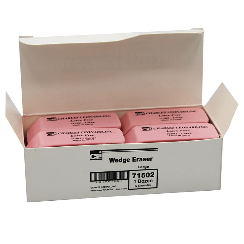 12/Bx Synthetic Pink Wedge Erasers Large (Pack of 12) - Erasers - Charles Leonard